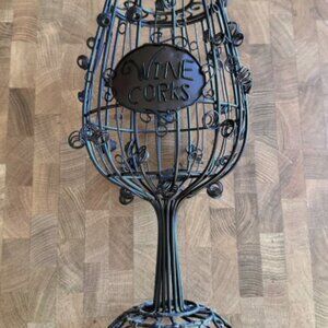 Wine Glass Cork Holder Cage - 12 inch EPIC with Glass Beads, Sculpted Metalwork